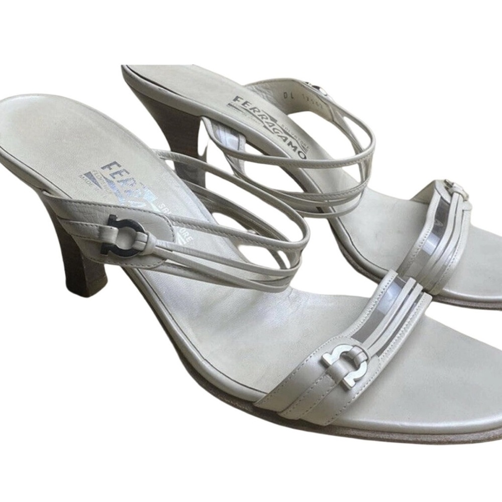 Salvatore Ferragamo Leather and Clear slide on heels size 10 B
